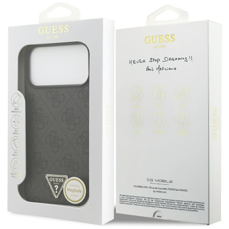 Guess Leather 4G Triangle Strass MagSafe - Case iPhone 17 Pro Max (Black) 8