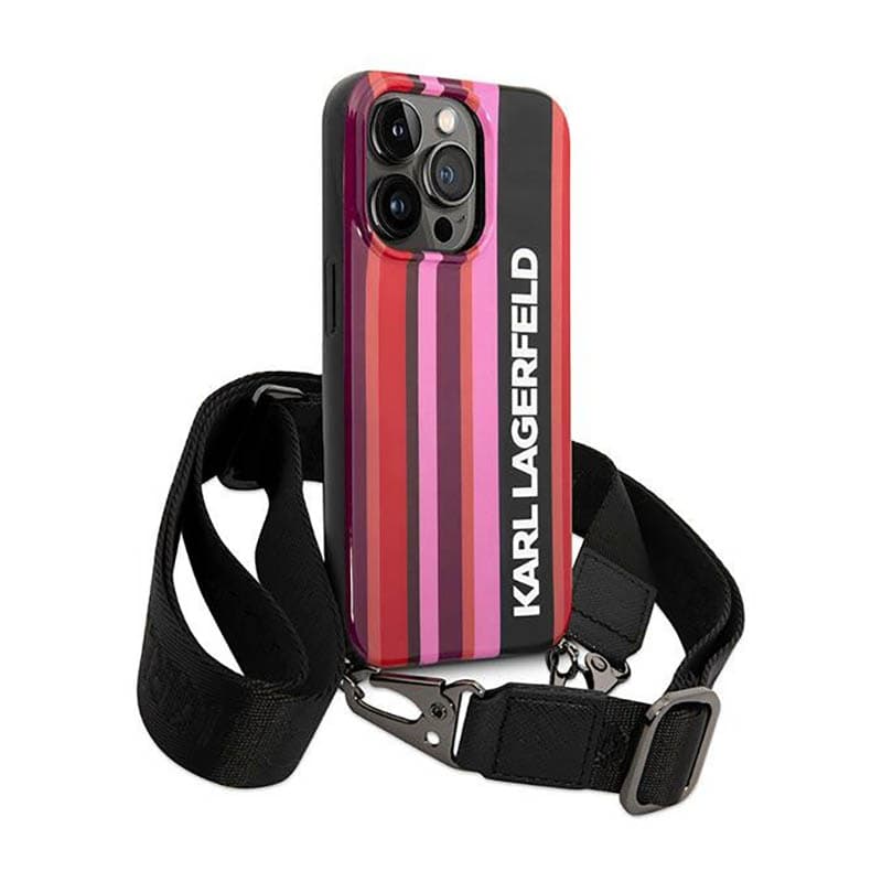 Karl Lagerfeld Color Stripes Strap - Case for iPhone 14 Pro (Pink) 3