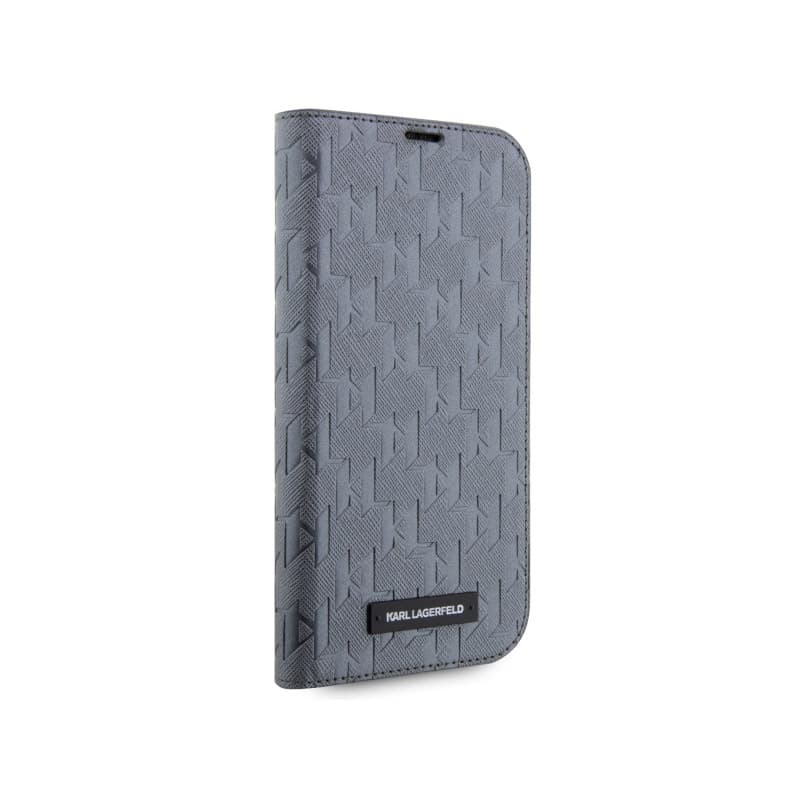 Karl Lagerfeld Booktype Saffiano Monogram - Case for iPhone 14 Pro (Grey) 5
