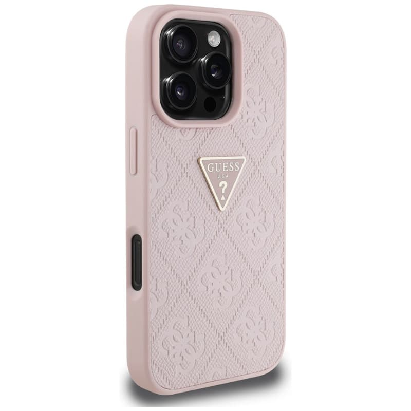 Guess Hot Stamp 4G Pattern Triangle Metal Logo - Case for iPhone 16 Pro Max (pink) 4