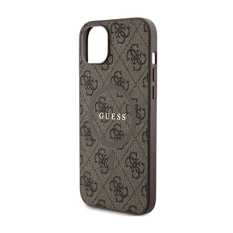 Guess 4G Collection Leather Metal Logo MagSafe - Case for iPhone 15 Plus / 14 Plus (brown) 6