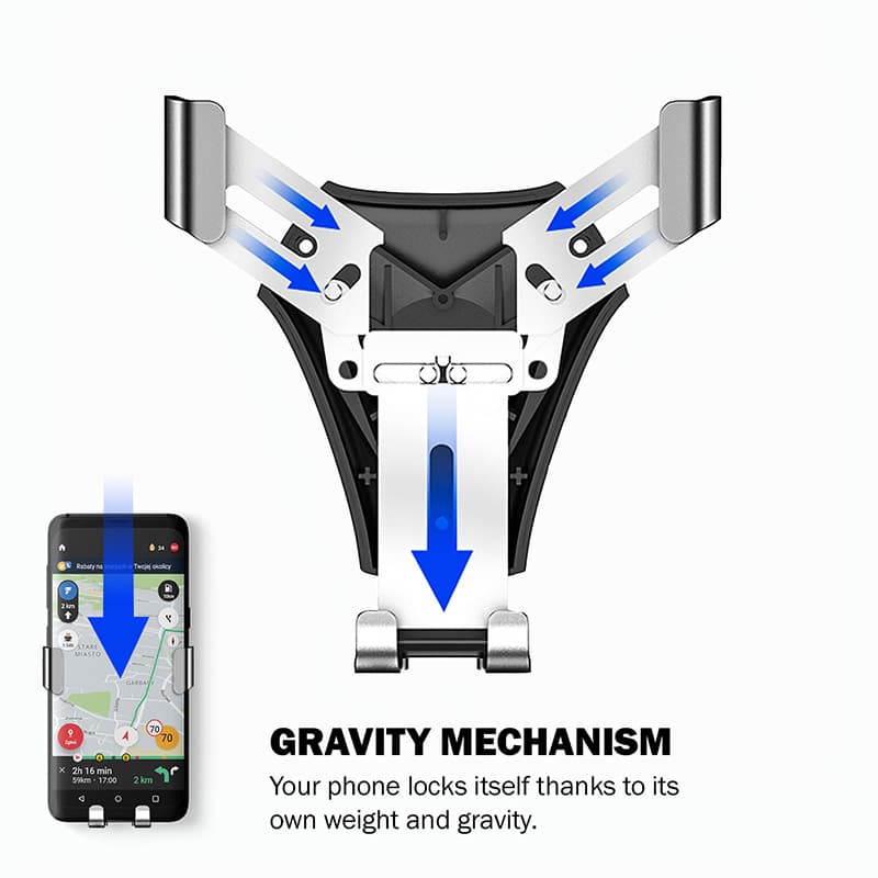 Crong Gravity Auto-Clip Car Holder - Gravity car holder for 4.7"- 6.5" phones (black) 5
