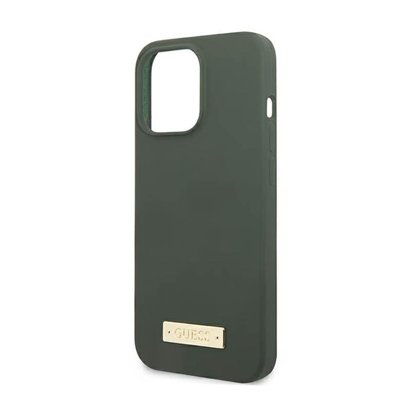 Guess Silicone Logo Plate MagSafe - Case for iPhone 13 Pro Max (Green) 6