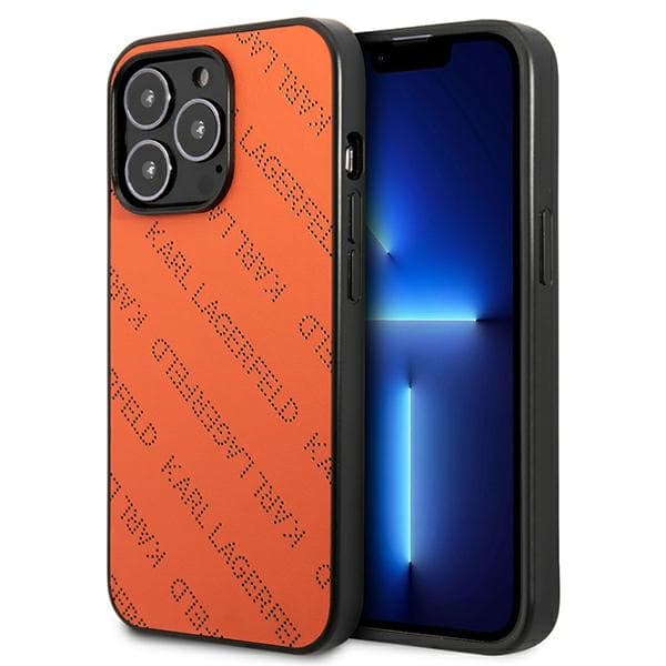 Karl Lagerfeld Perforated Allover - Cover for iPhone 13 Pro Max (Orange) 1