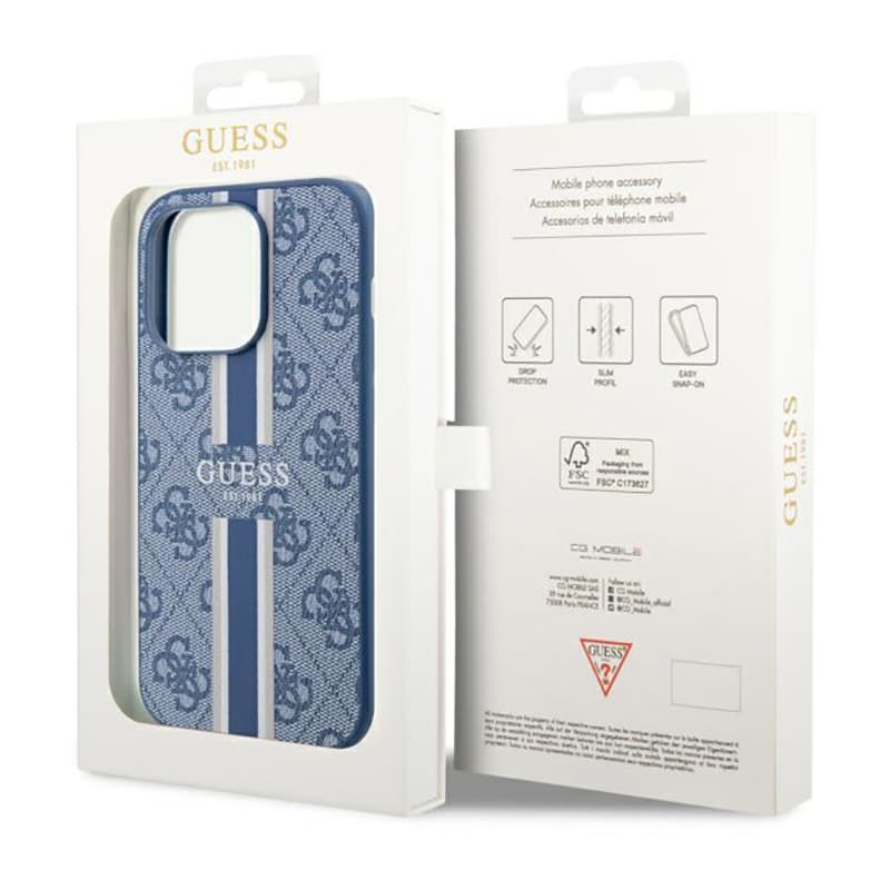 Guess 4G Printed Stripes MagSafe - Case for iPhone 14 Pro (Blue) 8