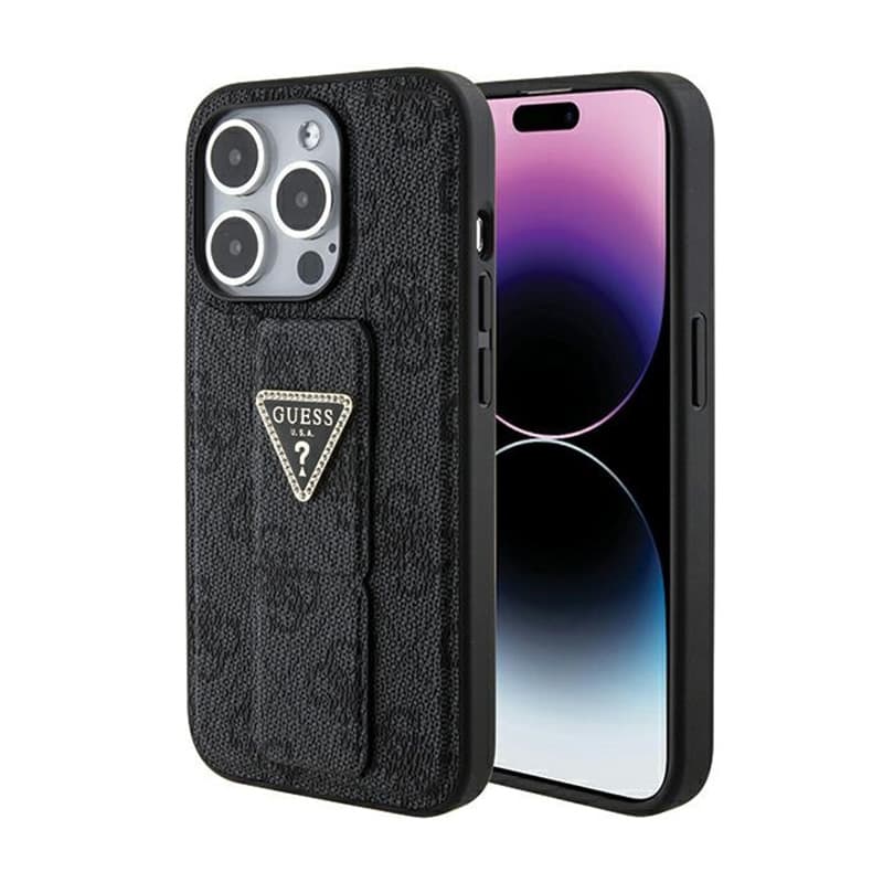Guess Grip Stand 4G Triangle Strass Logo - iPhone 15 Pro Max Case (black) 1