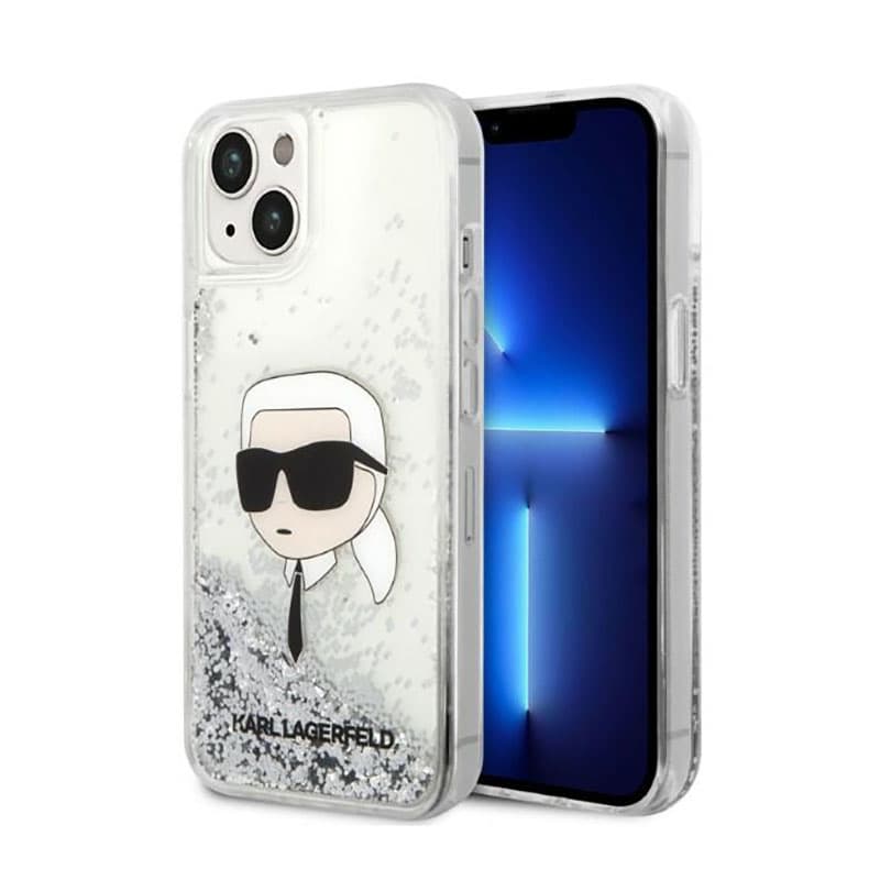 Karl Lagerfeld Liquid Glitter NFT Karl's Head - Case for iPhone 14 Plus (Silver) 1