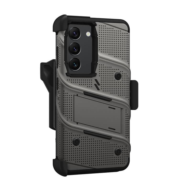 ZIZO BOLT Series - Armoured case for Samsung Galaxy S23 with 9H glass for screen + holder with stand (Grey) 5
