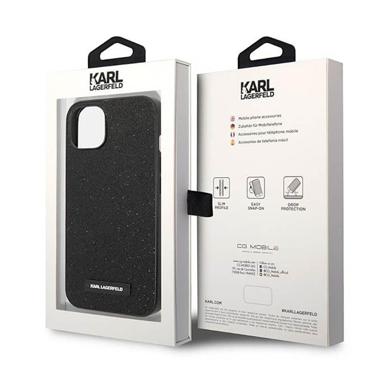 Karl Lagerfeld Glitter Plaque Logo - Case for iPhone 14 Plus (Black) 8