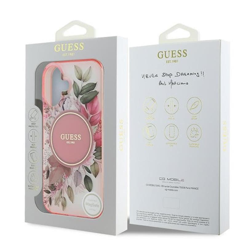 Guess IML Flower & Tonal Circle MagSafe - Case for iPhone 16 (Pink) 8
