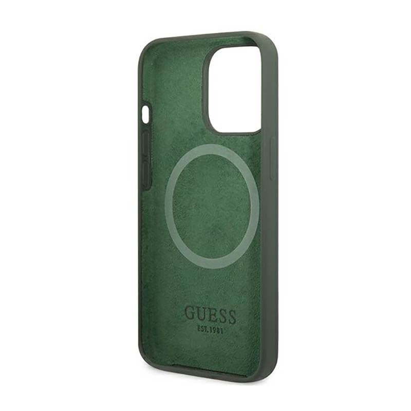 Guess Silicone Logo Plate MagSafe - Case for iPhone 13 Pro Max (Green) 7