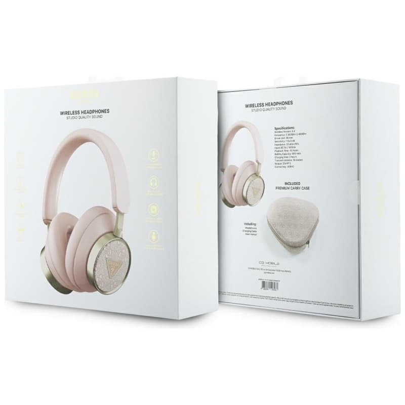 Guess 4G Triangle Logo - Wireless Bluetooth V5.4 ENC On-Ear Headphones (Pink) 7