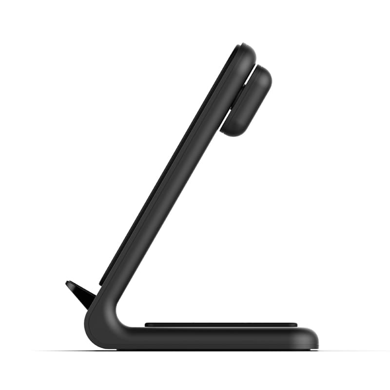 Crong PowerSpot Pivot Stand - 3-in-1 Wireless Charger for iPhone, Samsung & Android, Galaxy Watch and TWS Headphones (Black) 3