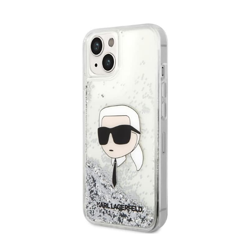 Karl Lagerfeld Liquid Glitter NFT Karl's Head - Case for iPhone 14 Plus (Silver) 2