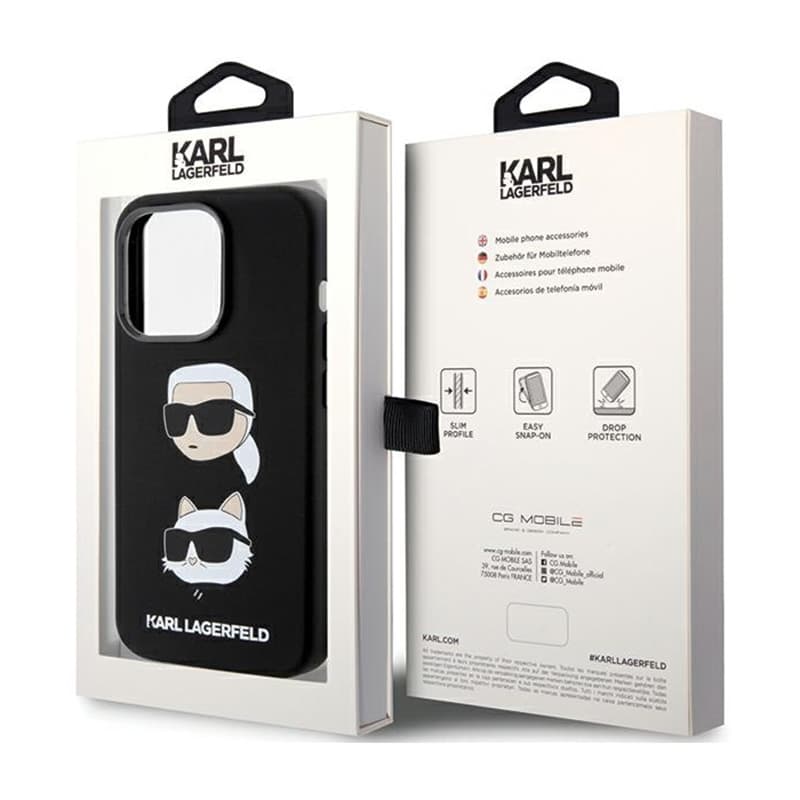 Karl Lagerfeld Silicone Karl & Choupette Heads - iPhone 15 Pro Case (Black) 8