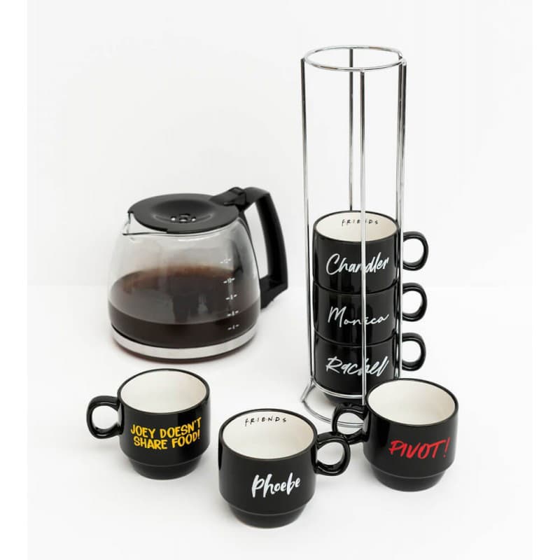 Friends - Ceramic mug set with stand 150ml 6 pcs. 2