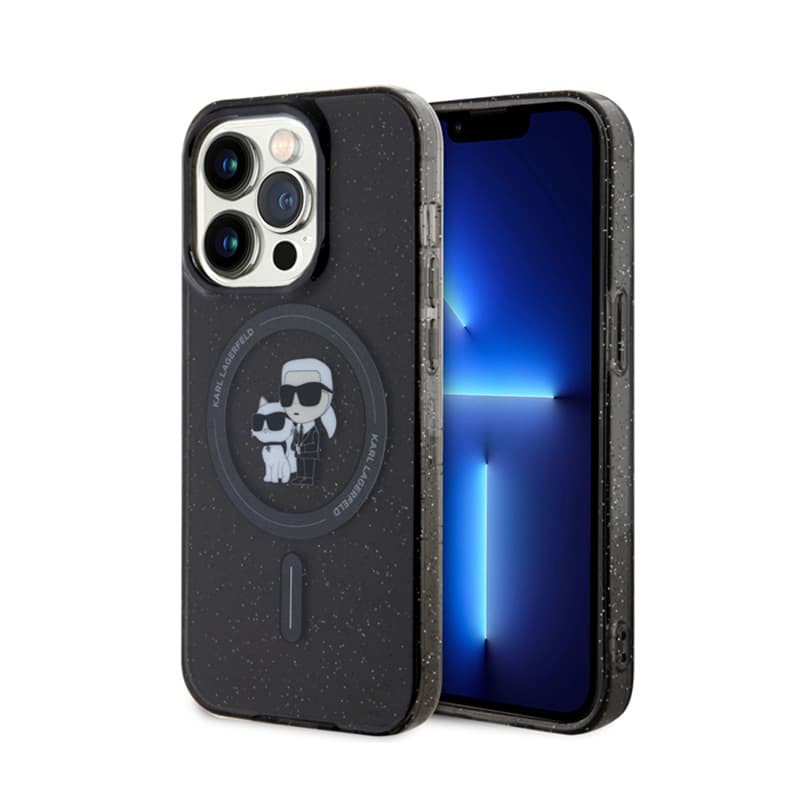 Karl Lagerfeld Karl & Choupette Glitter Magsafe - Case for iPhone 15 Pro (Black) 1
