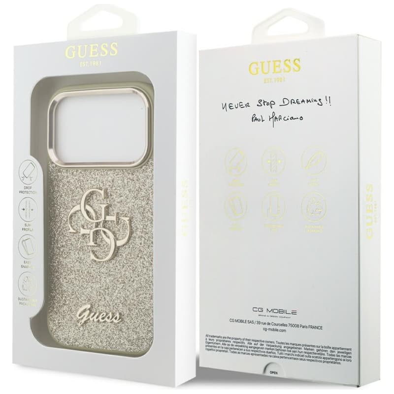 Guess Fixed Glitter Big 4G Metal Frame - Case iPhone 17 Pro (gold) 8