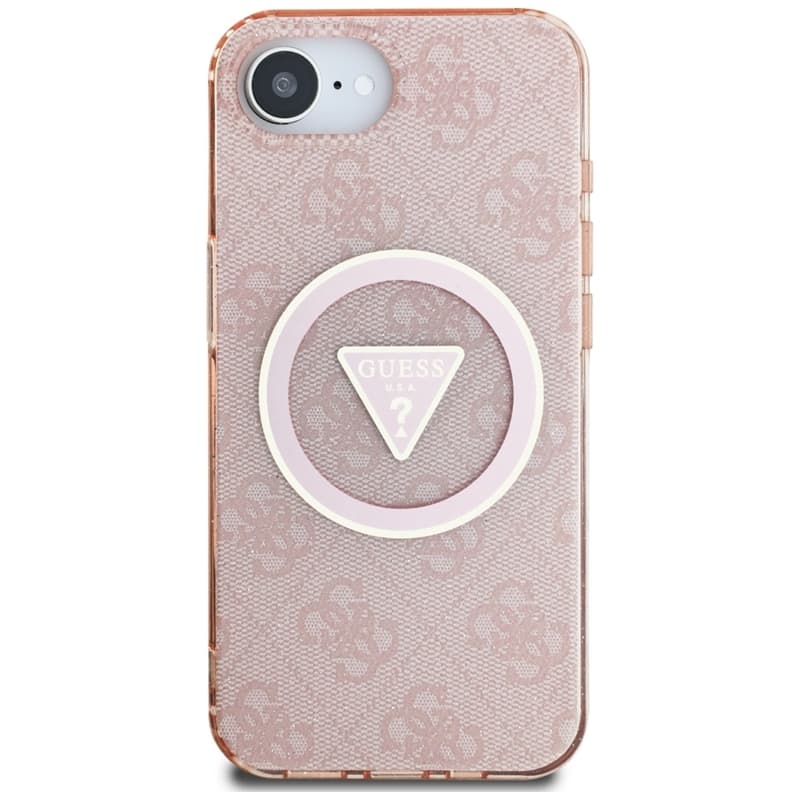 Guess IML Metal Glitter 4G Circle Triangle MagSafe - Case for iPhone 16e (pink) 3