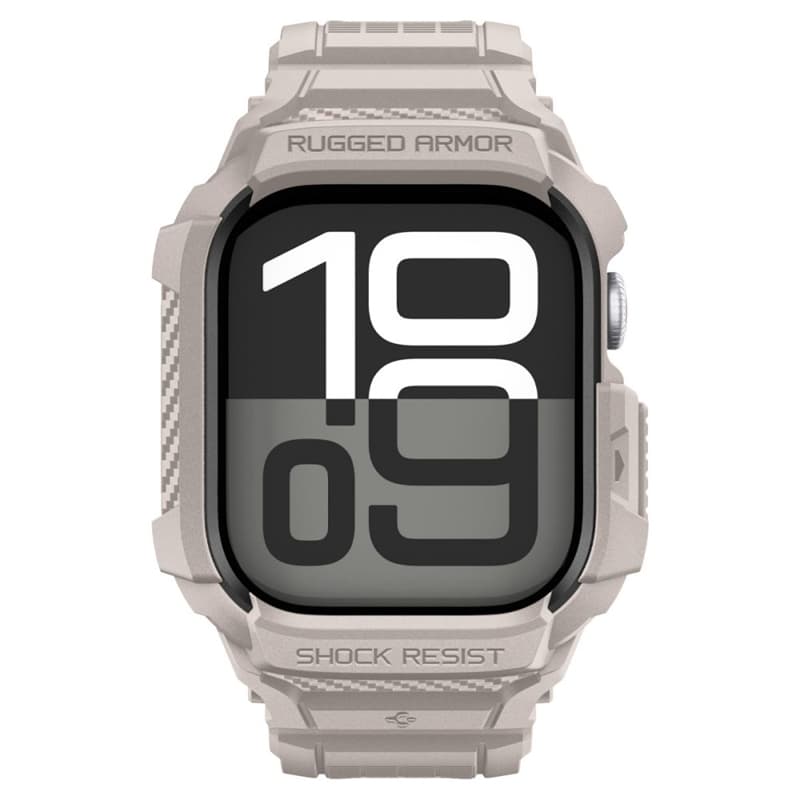 Spigen Rugged Armor Pro V2 – Strap with Case for Apple Watch 10/11 46mm (Dune Beige) 2