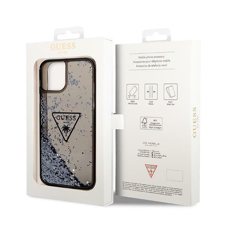 Guess Liquid Glitter Triangle Logo Case - Case for iPhone 14 Plus (Black) 8