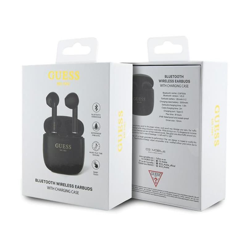 Guess True Wireless Script Logo BT5.3 - TWS headphones + charging case (black) 4