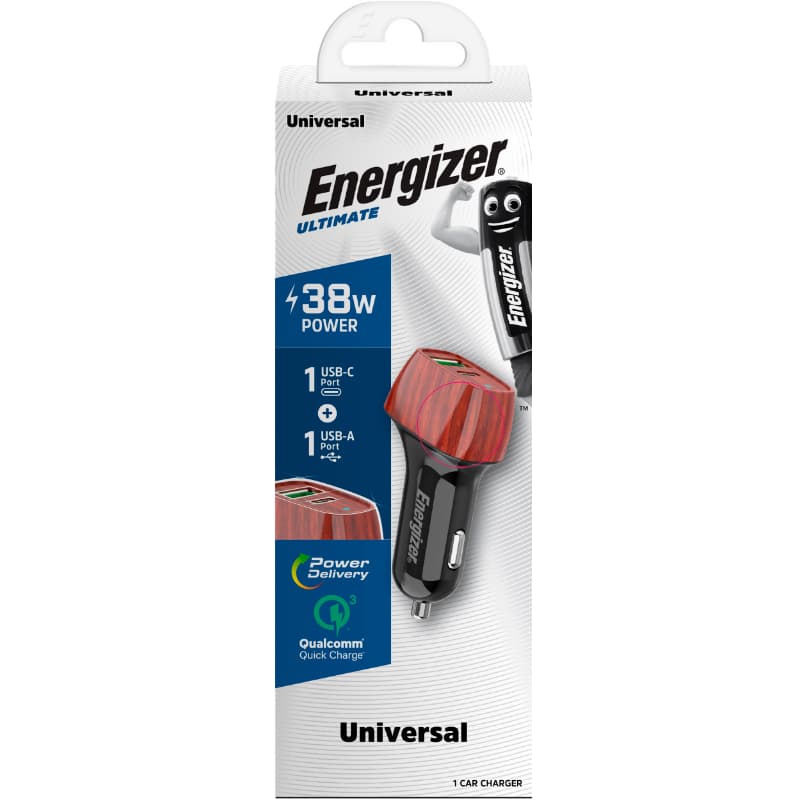 Energizer Ultimate - USB-C & USB-A 38W PD + QC3.0 car charger (WALNUT) 6