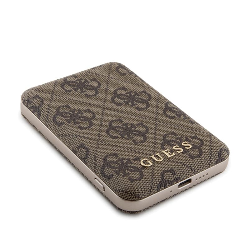 Guess 4G Leather Metal Logo MagSafe - Power Bank inductive 5000 mAh 15W MagSafe (brown) 3