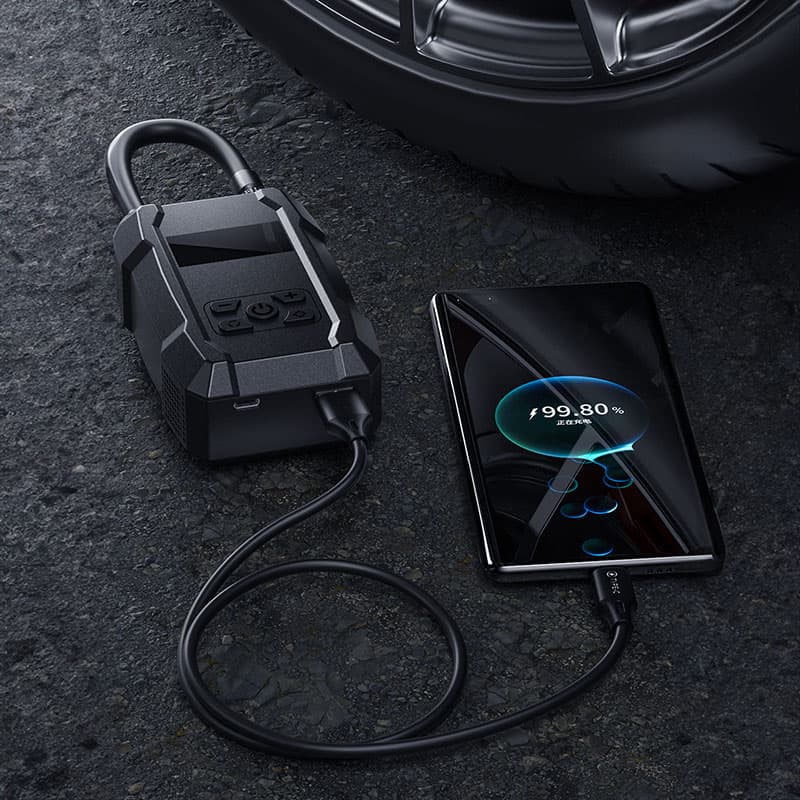 WEKOME Pi801 - Portable electric car pump + Power Bank 2000 mAh (Black) 7