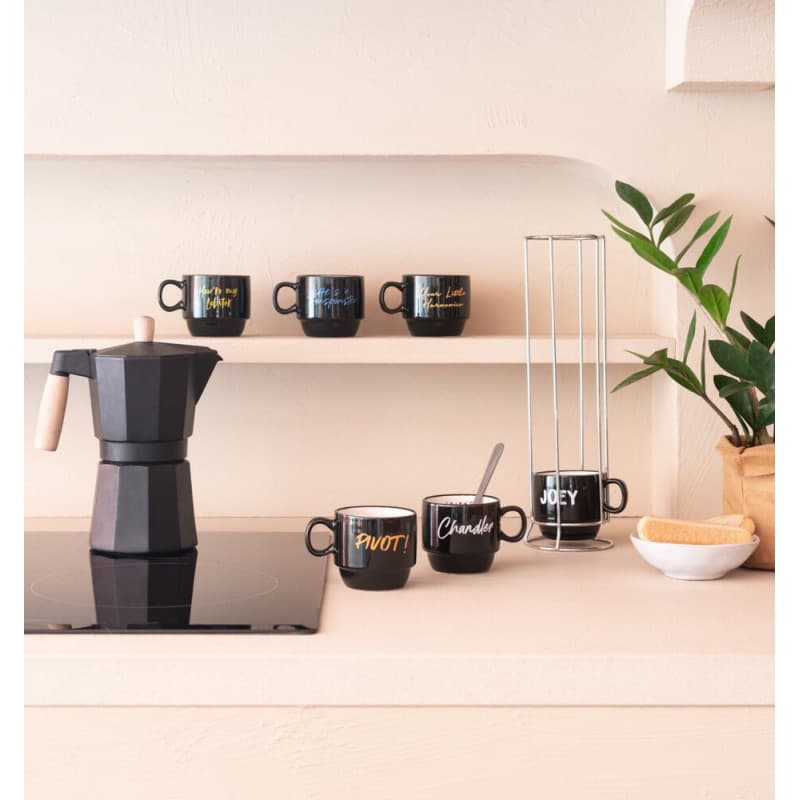 Friends - Ceramic mug set with stand 150ml 6 pcs. 3