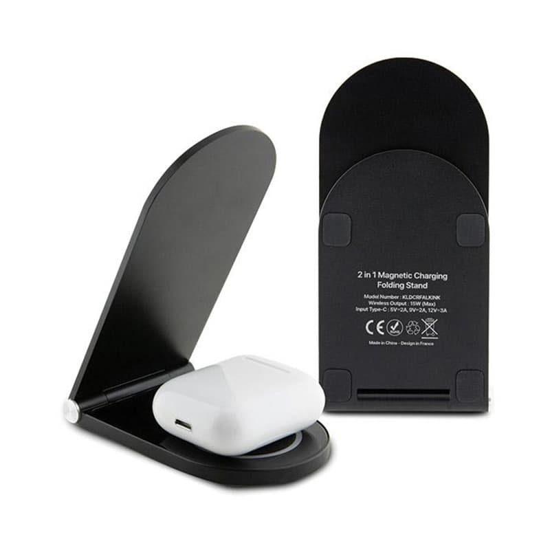 Karl Lagerfeld Ikonik MagSafe - Foldable 2-in-1 Inductive Charger with MagSafe for iPhone and AirPods 15W (black) 3