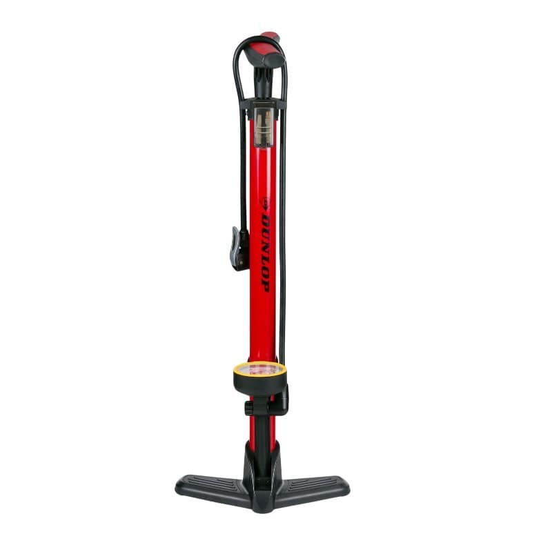 Dunlop - Floor pump for bikes, balls, mattresses with pressure gauge (Red) 2
