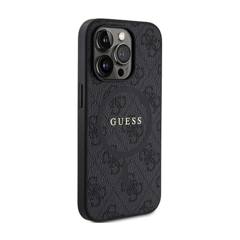 Guess 4G Collection Leather Metal Logo MagSafe - Case for iPhone 14 Pro (black) 4