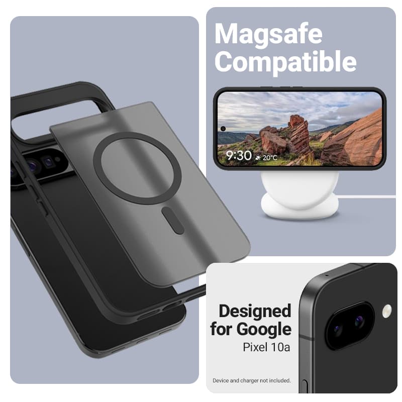 Crong Hybrid Matte Magnetic - MagSafe Case Google Pixel 10a (Black) 4