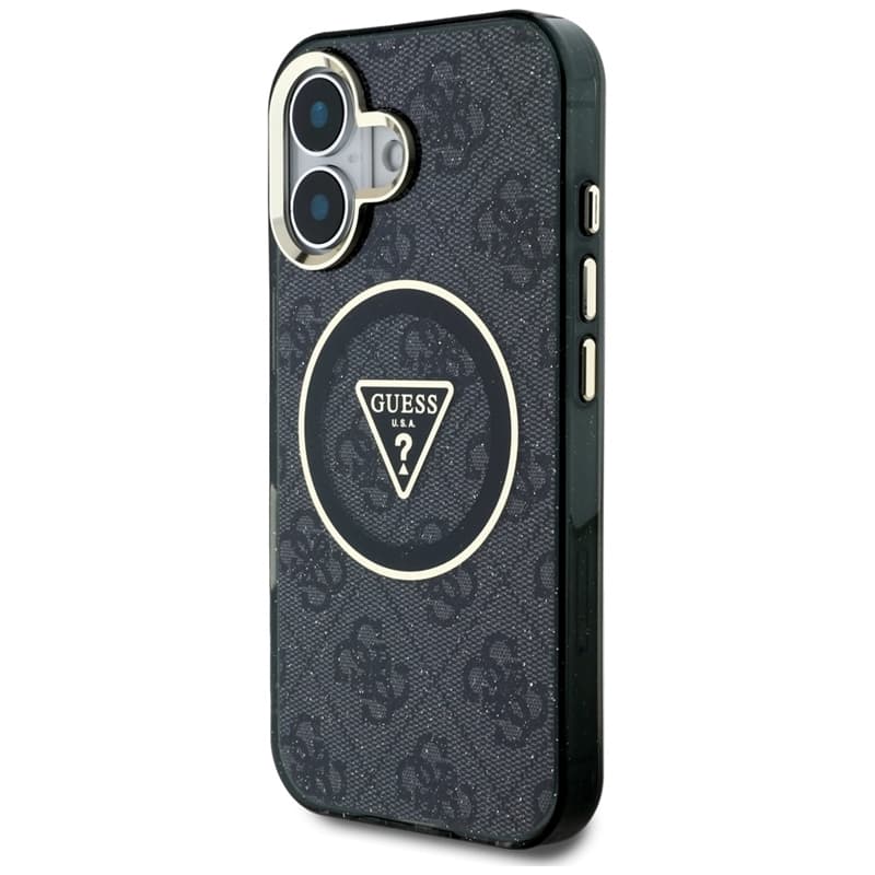 Guess IML Metal Glitter 4G Circle Triangle MagSafe - Case for iPhone 16 (black) 2