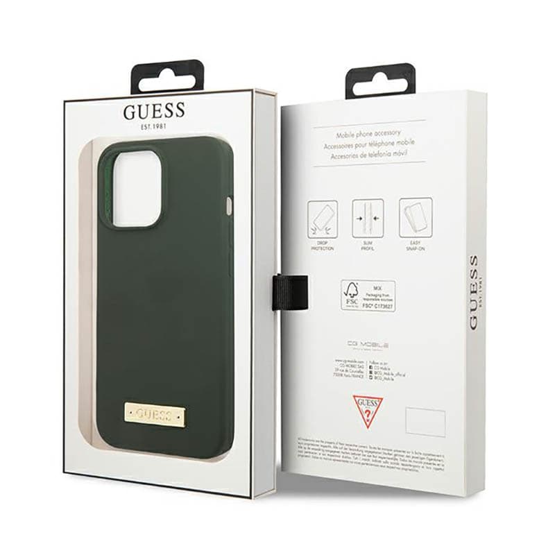 Guess Silicone Logo Plate MagSafe - Case for iPhone 13 Pro Max (Green) 8