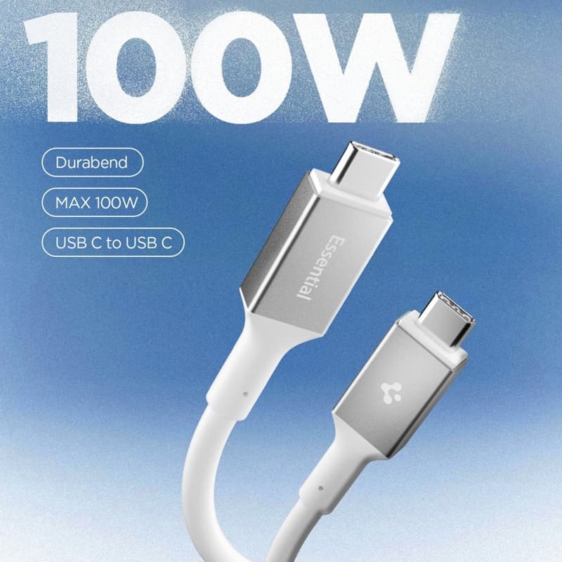 Spigen EB10020CC Essential - USB-C to USB-C PD Cable 100W 2m (White) 3