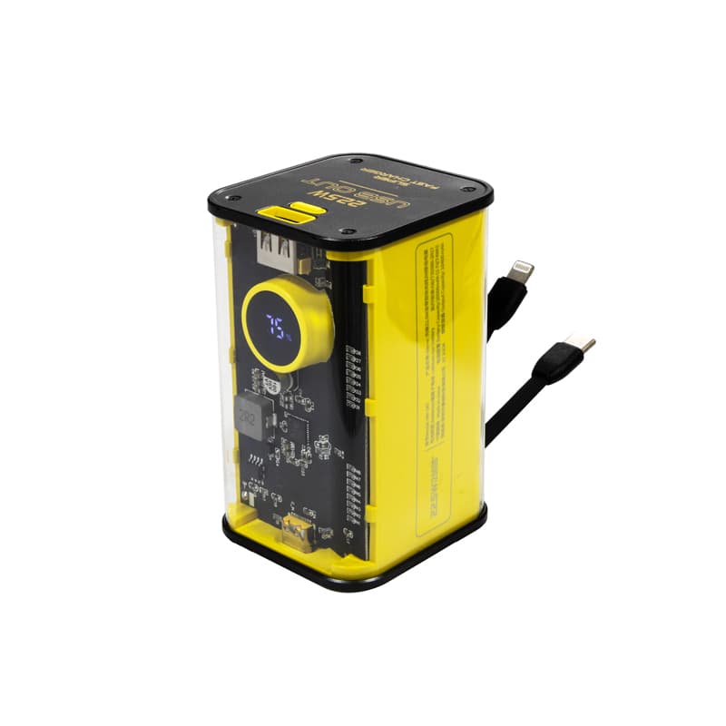 WEKOME WP-347 Vanguard Series - Power bank 20000 mAh Super Fast Charging with built-in USB-C PD 20W & Lightning + USB-A QC3.0 22.5W cable (Yellow) 8