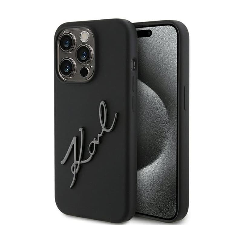 Karl Lagerfeld Silicone Karl Script - iPhone 15 Pro Case (Black) 1
