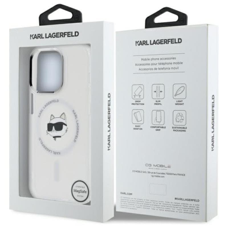 Karl Lagerfeld IML Metal Choupette Head MagSafe - Case for iPhone 14 Pro (White) 8