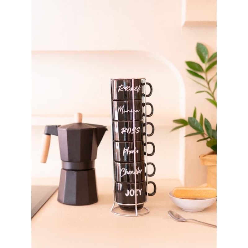 Friends - Ceramic mug set with stand 150ml 6 pcs. 4