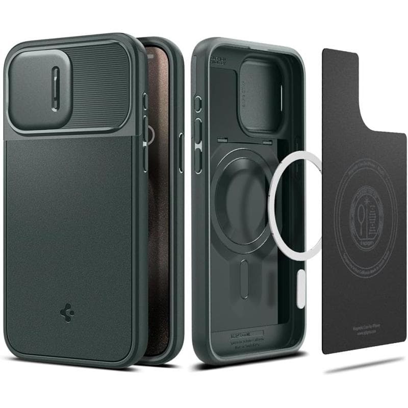 Spigen Optik Armor Mag MagSafe - Case for iPhone 15 Pro (Abyss Green) 3