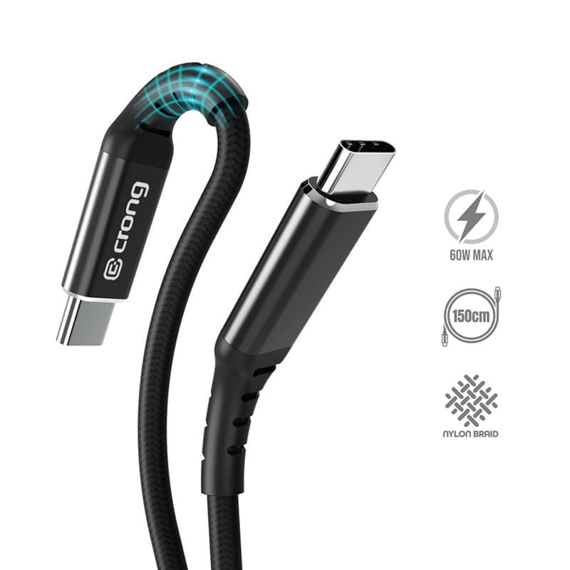 Crong Armor Link - 60W PD 3A USB-C to USB-C Cable 150cm (Black)