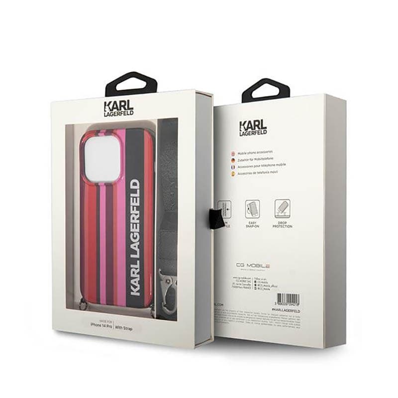 Karl Lagerfeld Color Stripes Strap - Case for iPhone 14 Pro (Pink) 7