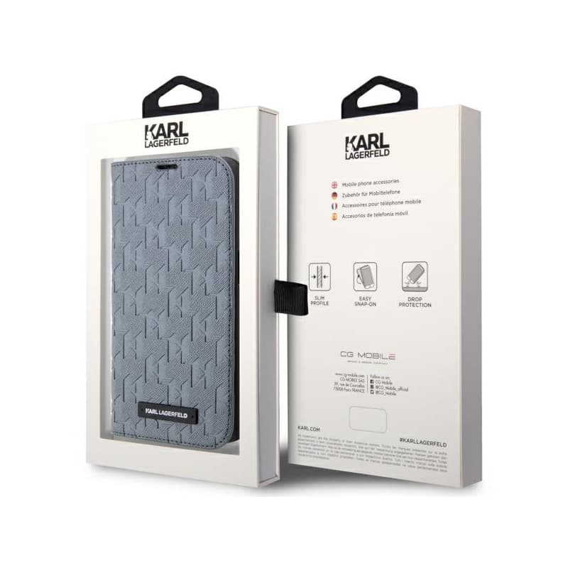 Karl Lagerfeld Booktype Saffiano Monogram - Case for iPhone 14 Pro (Grey) 7