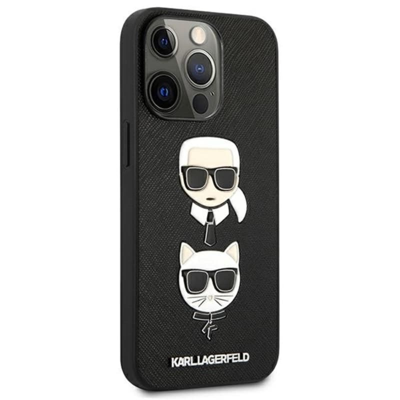 Karl Lagerfeld Saffiano Karl & Choupette Embossed Heads - Case for iPhone 13 Pro (Black) 4