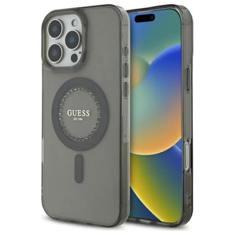 Guess IML Rhinestones MagSafe - Case for iPhone 16 Pro Max (Black) 1