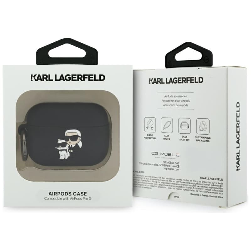 Karl Lagerfeld Silicone Karl & Choupette Head 3D - AirPods Pro 3 Case (Black) 4