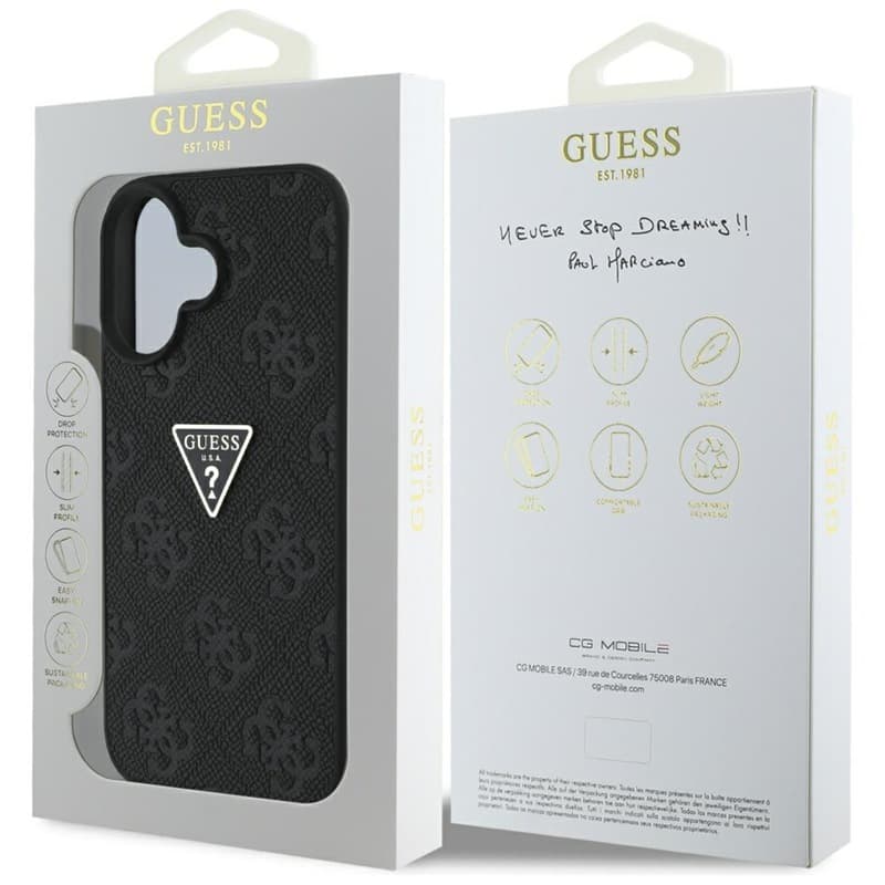 Guess Hot Stamp 4G Pattern Triangle Metal Logo - Case for iPhone 16 (black) 8