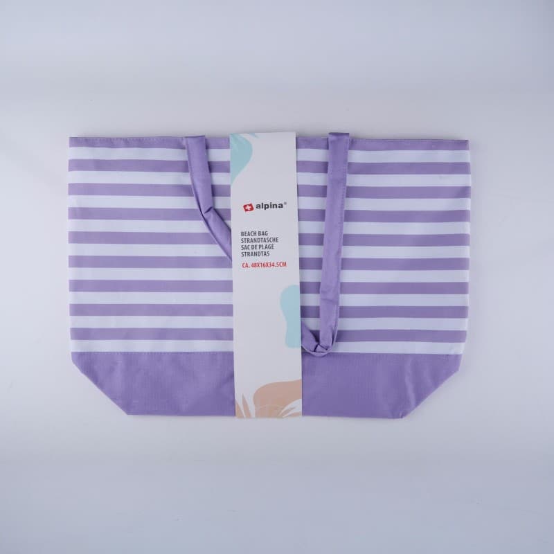 Alpina - Striped Beach Bag 49.3x16x34 cm (Purple / White) 2
